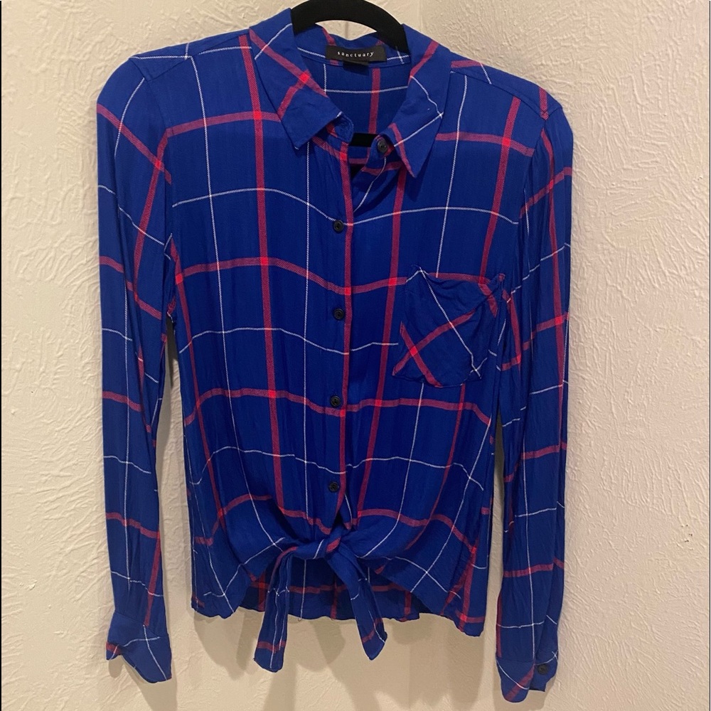 Sanctuary button down tie front blouse